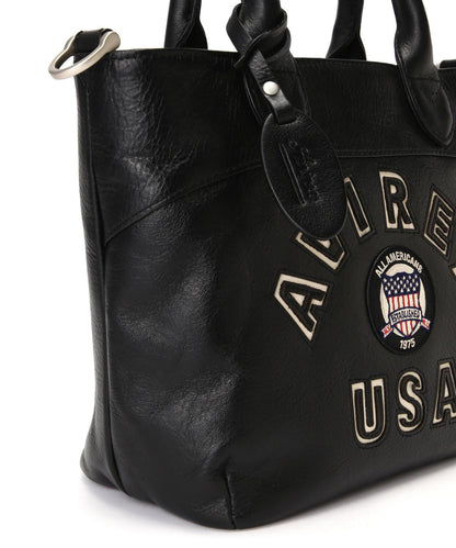 《直營店限定》學院風真皮迷你手提袋/VARSITY LEATHER MINI TOTE BAG/AVX5626