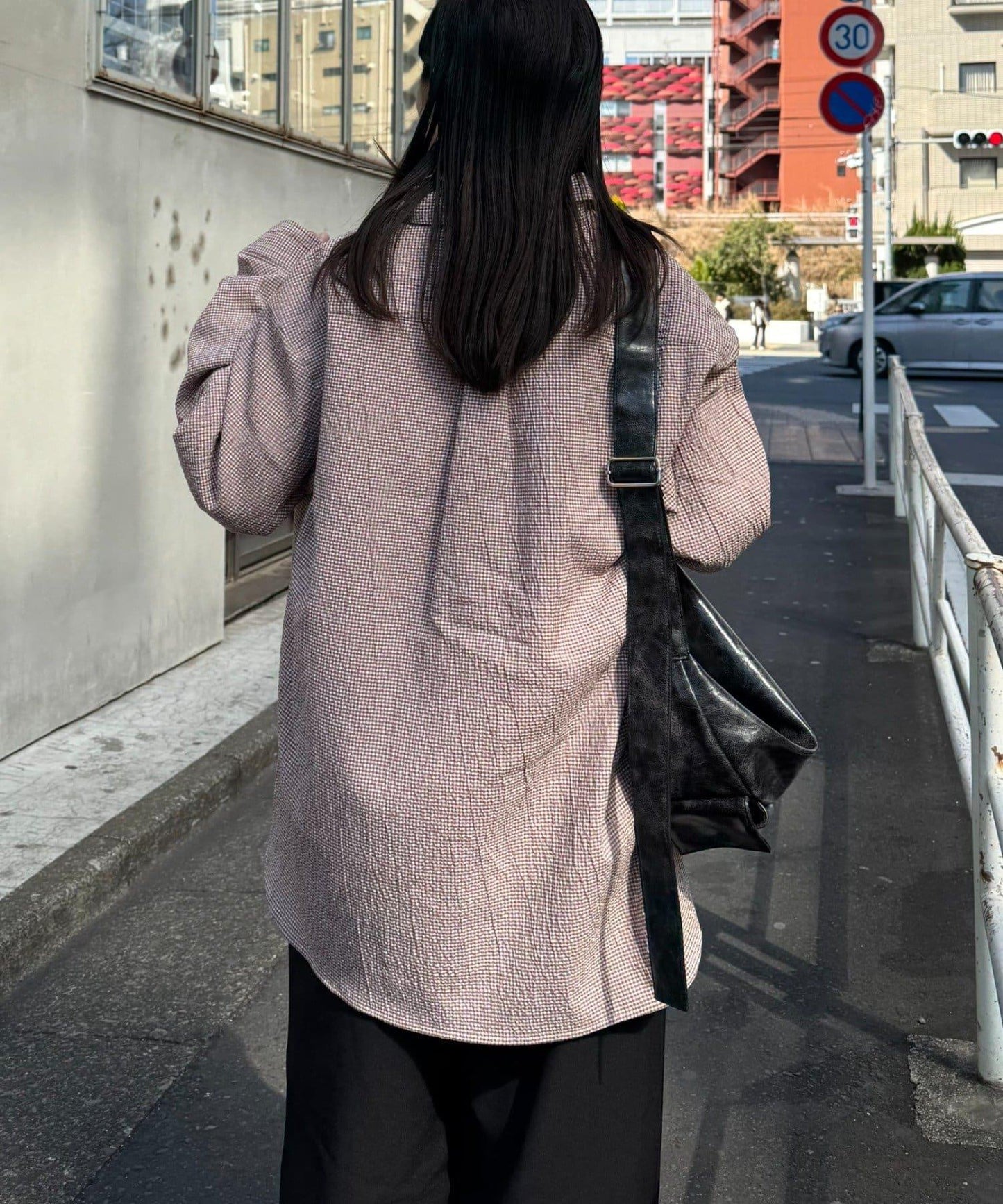 【男女通用】寬鬆剪裁透視足球格紋襯衫