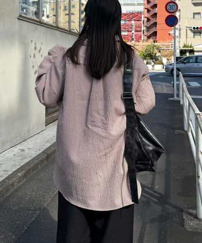 【男女通用】寬鬆剪裁透視足球格紋襯衫