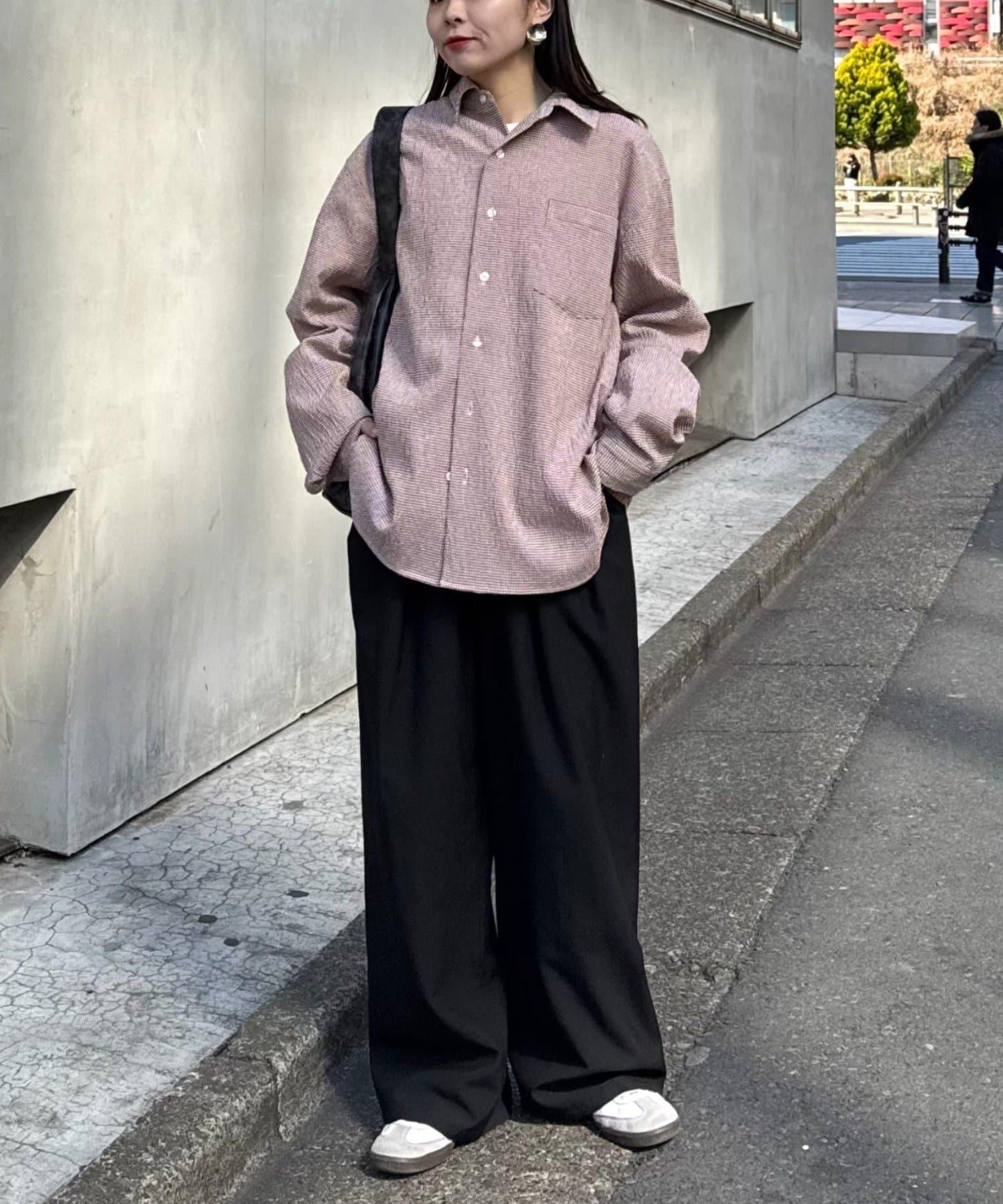 【男女通用】寬鬆剪裁透視足球格紋襯衫