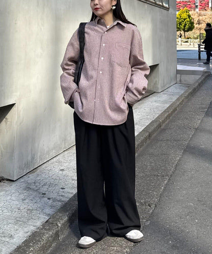 【男女通用】寬鬆剪裁透視足球格紋襯衫