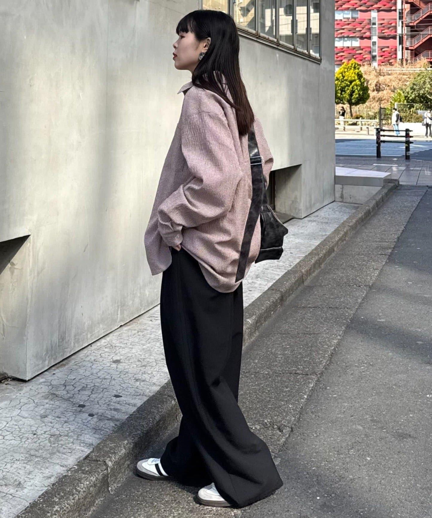 【男女通用】寬鬆剪裁透視足球格紋襯衫