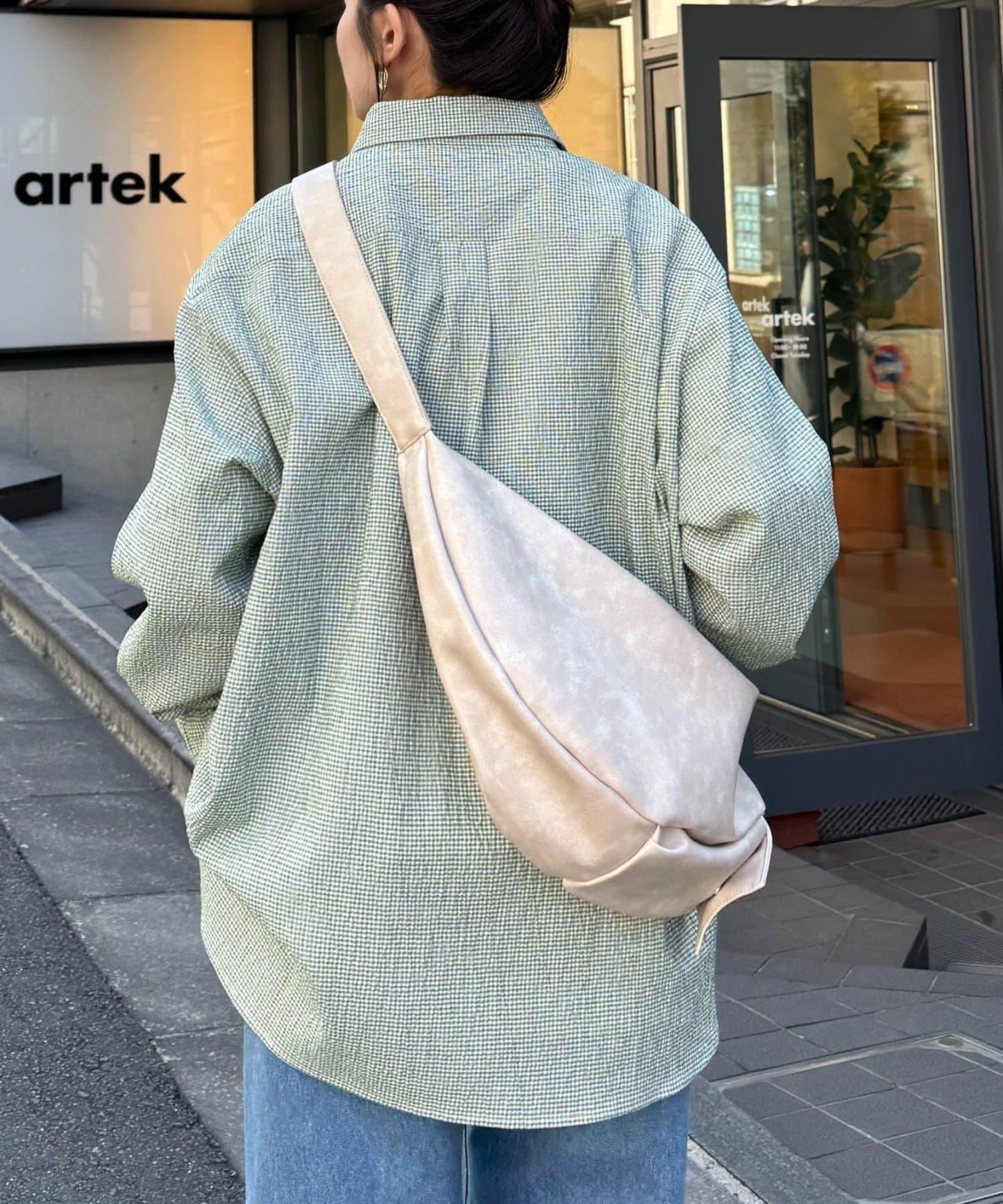 【男女通用】寬鬆剪裁透視足球格紋襯衫