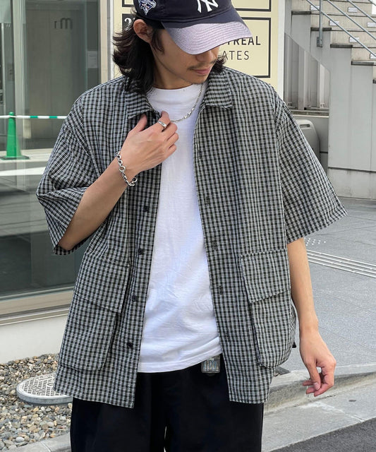 大口袋短袖襯衫