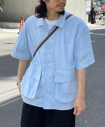 大口袋短袖襯衫