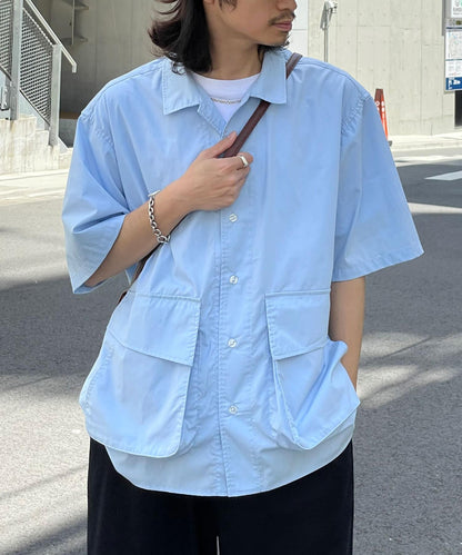 大口袋短袖襯衫