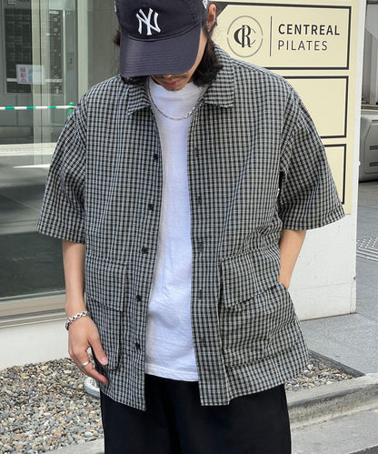 大口袋短袖襯衫