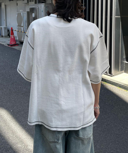 復古風格華夫格紋大尺寸T恤