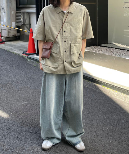 大口袋短袖襯衫