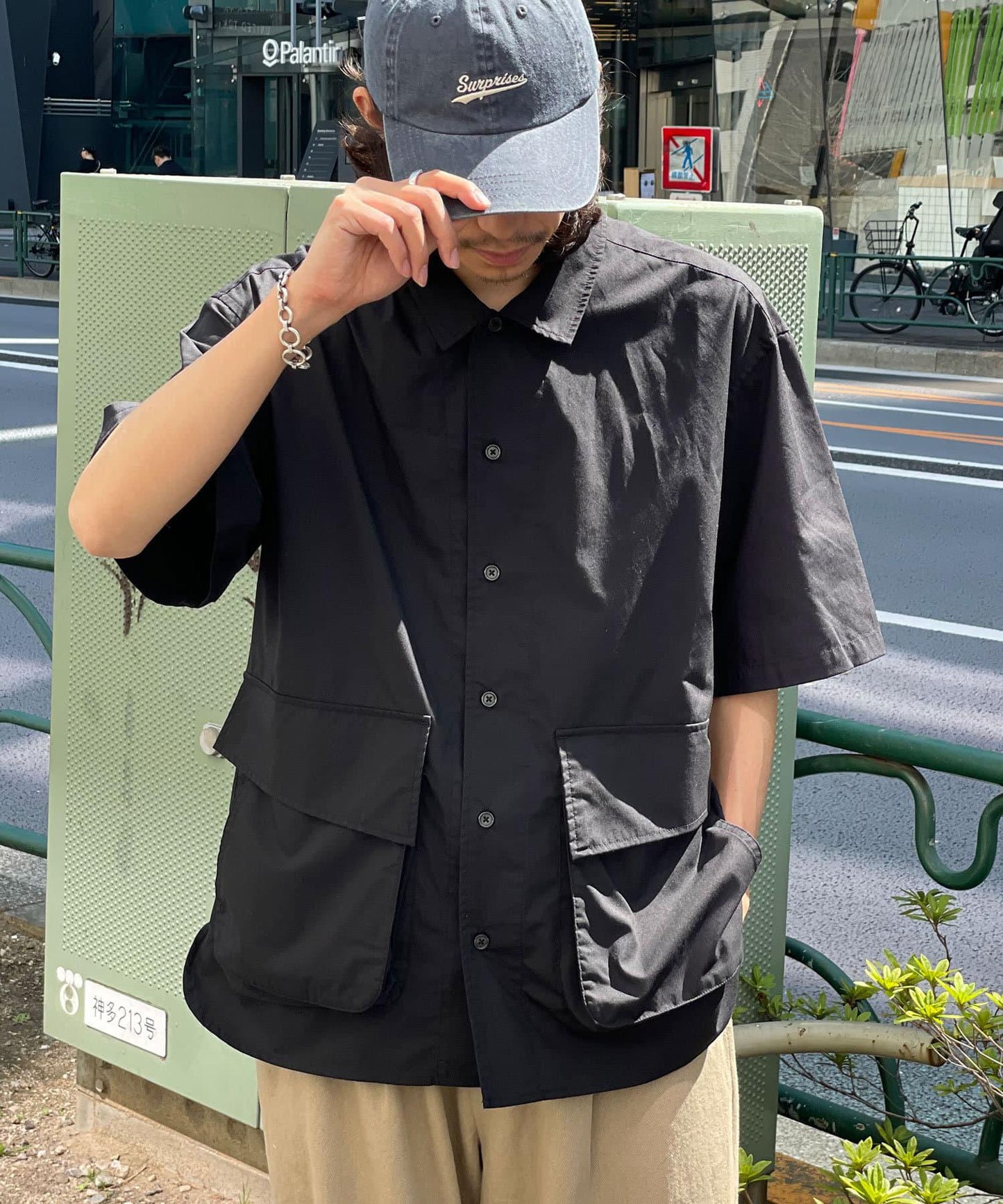 大口袋短袖襯衫