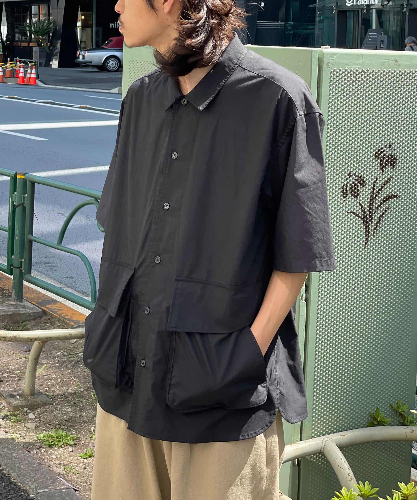 大口袋短袖襯衫