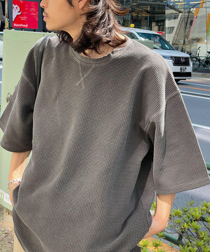 復古風格華夫格紋大尺寸T恤