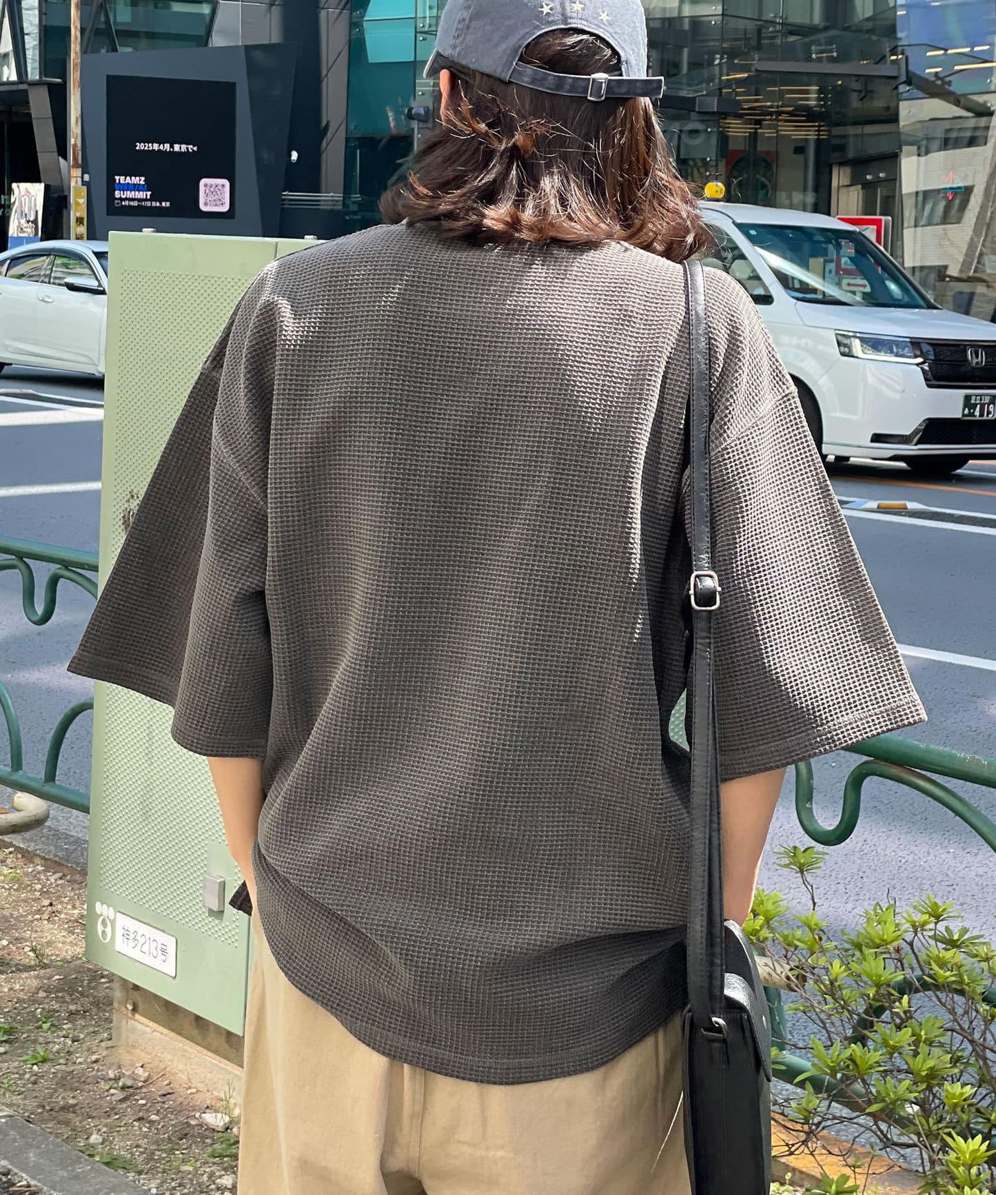 復古風格華夫格紋大尺寸T恤