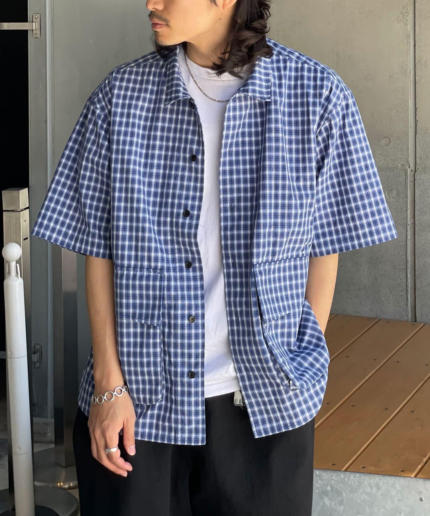 大口袋短袖襯衫