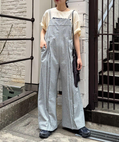 【帶背心】格紋足球工裝連體褲