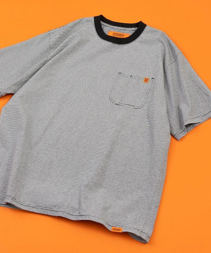 聯名 針條紋 工裝口袋 短袖T恤