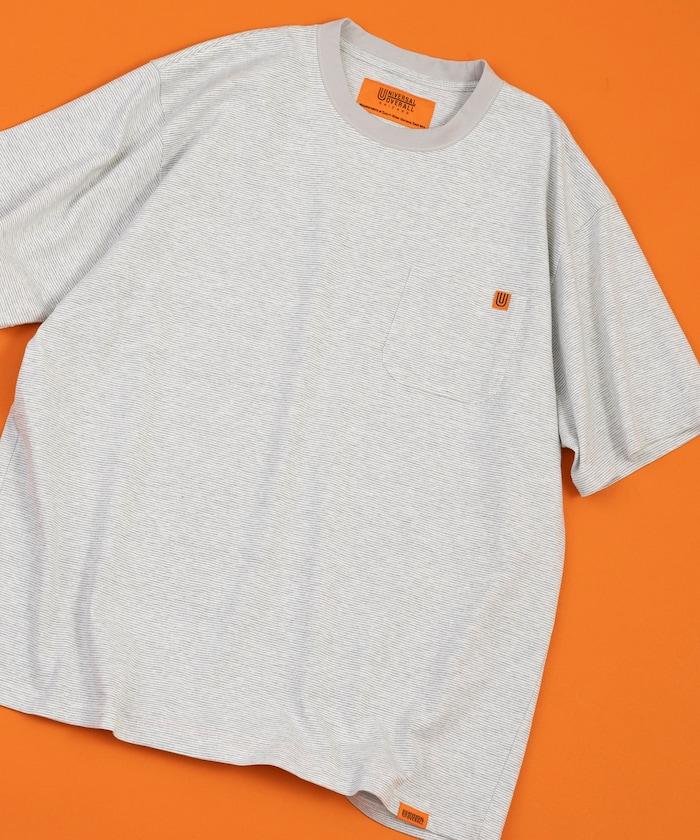 聯名 針條紋 工裝口袋 短袖T恤