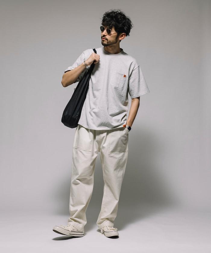 聯名 針條紋 工裝口袋 短袖T恤