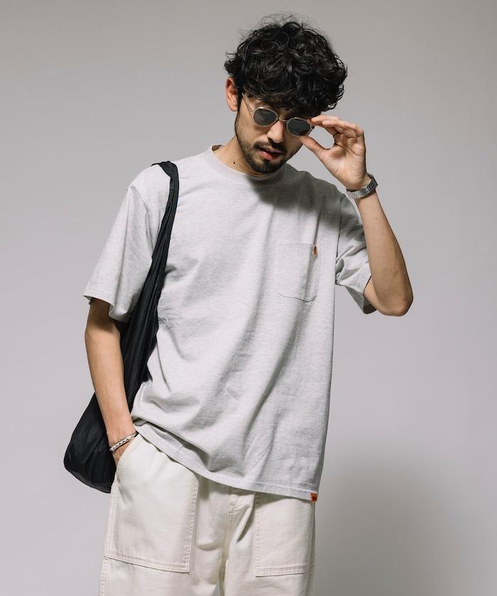 聯名 針條紋 工裝口袋 短袖T恤