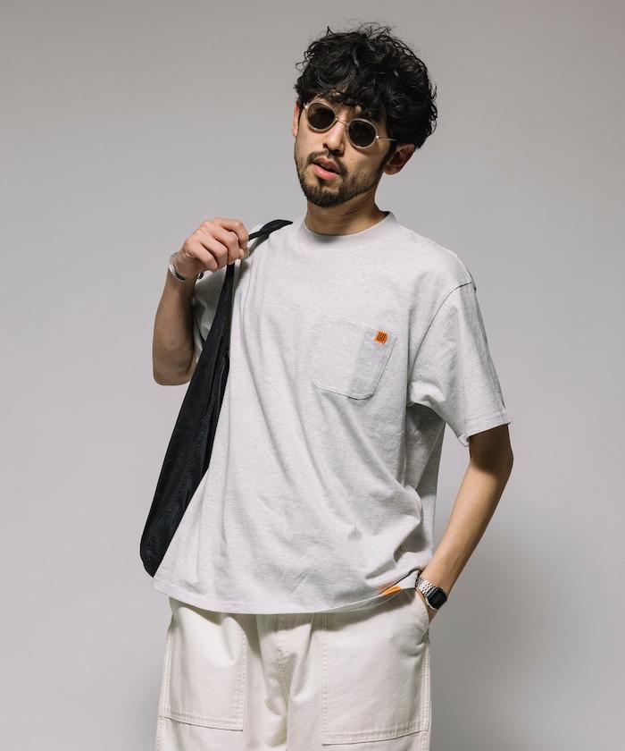 聯名 針條紋 工裝口袋 短袖T恤