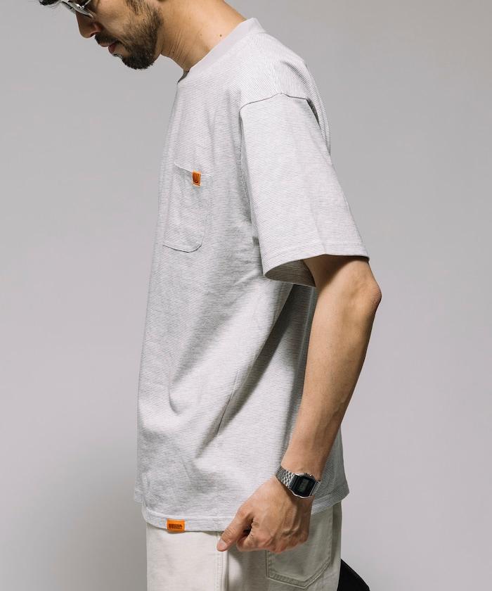 聯名 針條紋 工裝口袋 短袖T恤