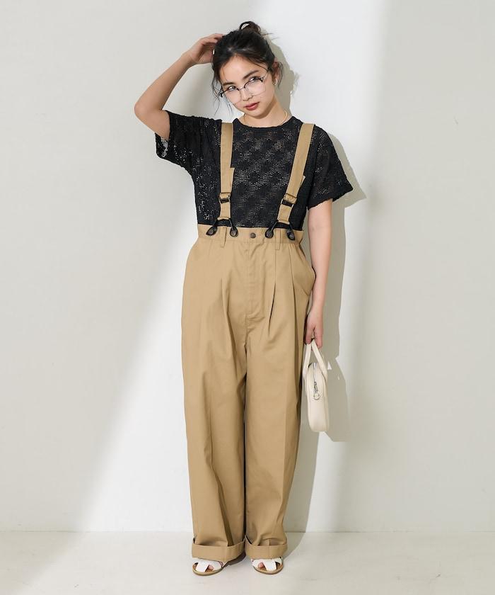 2WAY花朵網眼短袖開衫