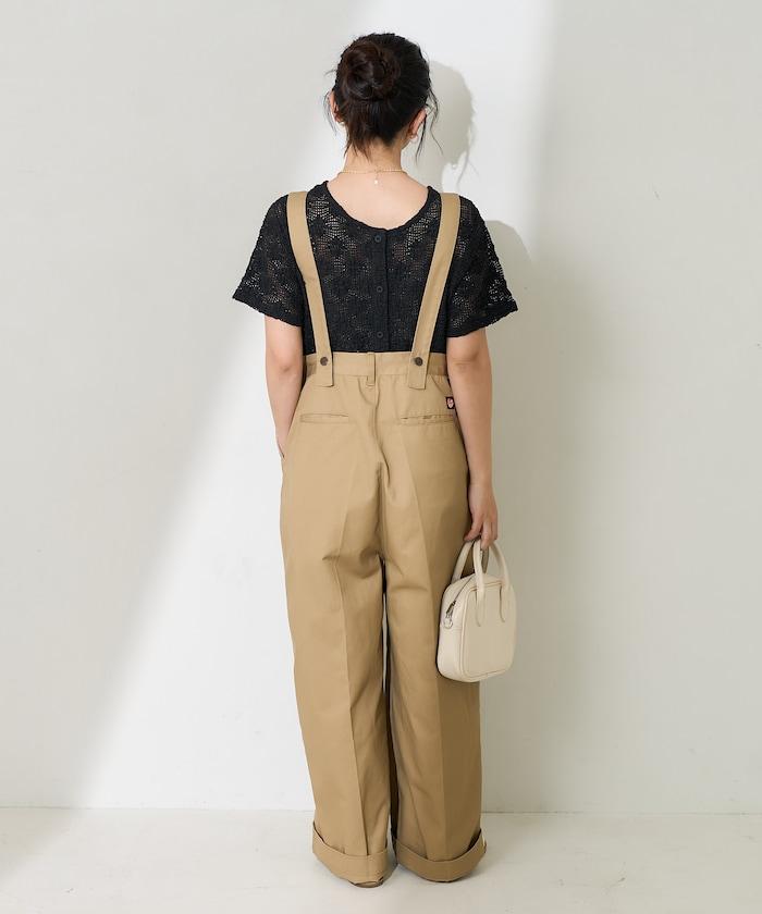 2WAY花朵網眼短袖開衫