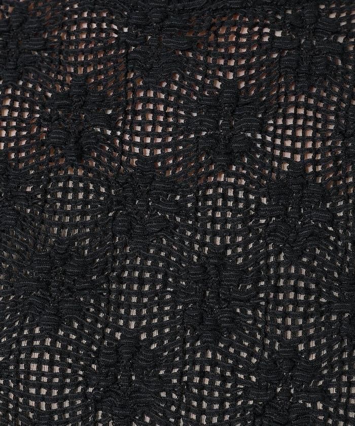 2WAY花朵網眼短袖開衫