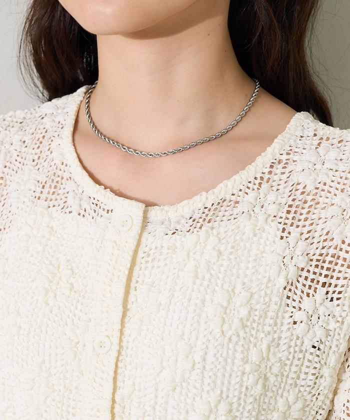 2WAY花朵網眼短袖開衫