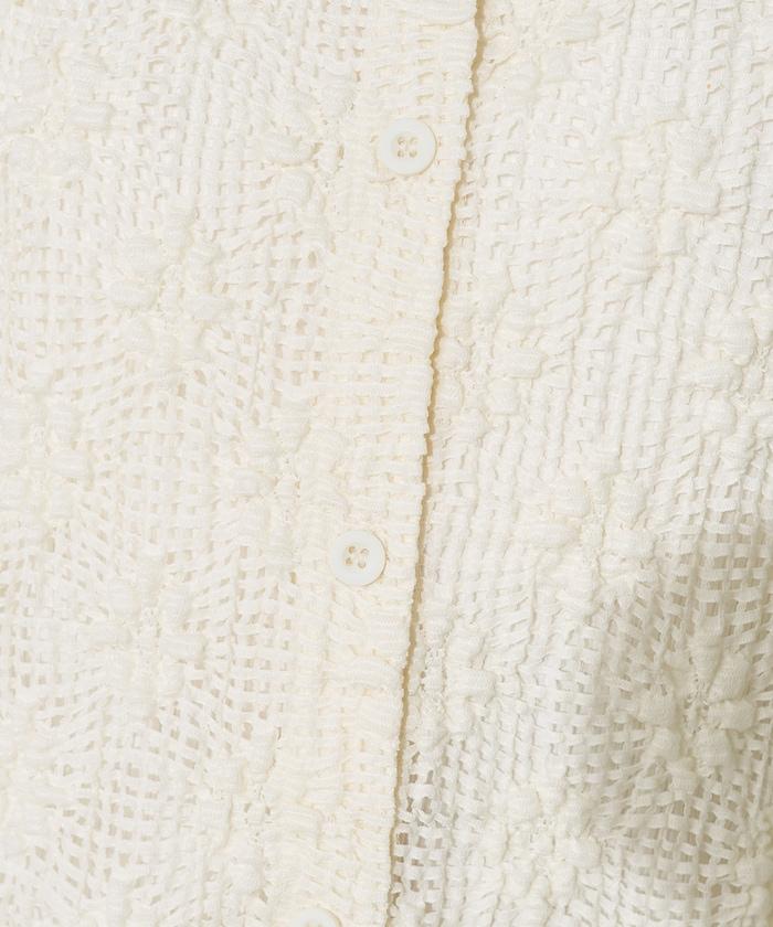 2WAY花朵網眼短袖開衫