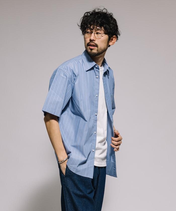 打字機 常規顏色 短袖 條紋襯衫