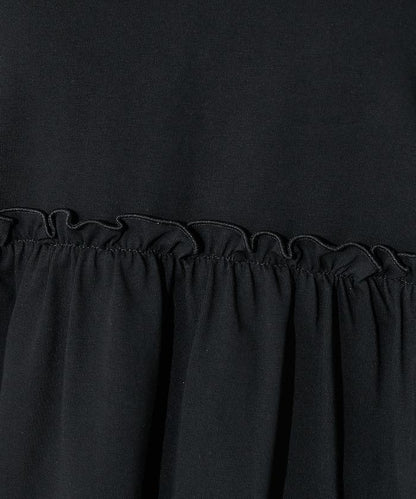 <防紫外線>多功能袖口荷葉邊短袖T恤/功能性材料拼接T恤