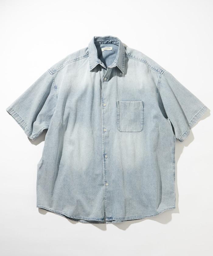 Relax Fit 舒適版型 褪色處理 常規領短袖 牛仔襯衫