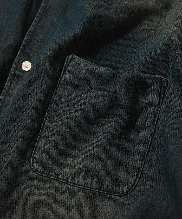 Relax Fit 舒適版型 褪色處理 常規領短袖 牛仔襯衫