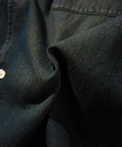 Relax Fit 舒適版型 褪色處理 常規領短袖 牛仔襯衫