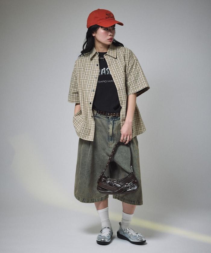 常規領短袖格子襯衫