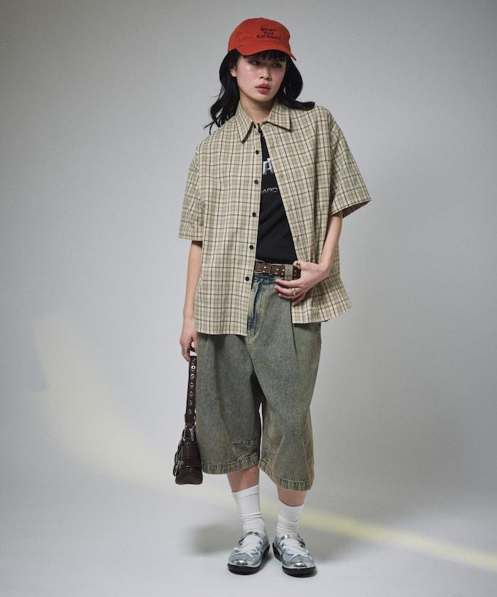 常規領短袖格子襯衫