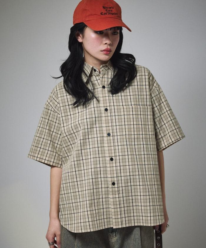 常規領短袖格子襯衫