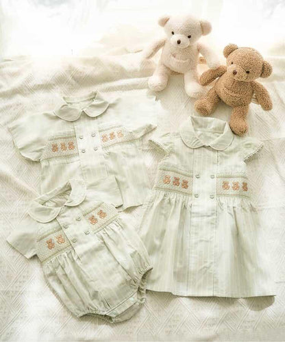 小熊 荷葉邊刺繡連衣裙