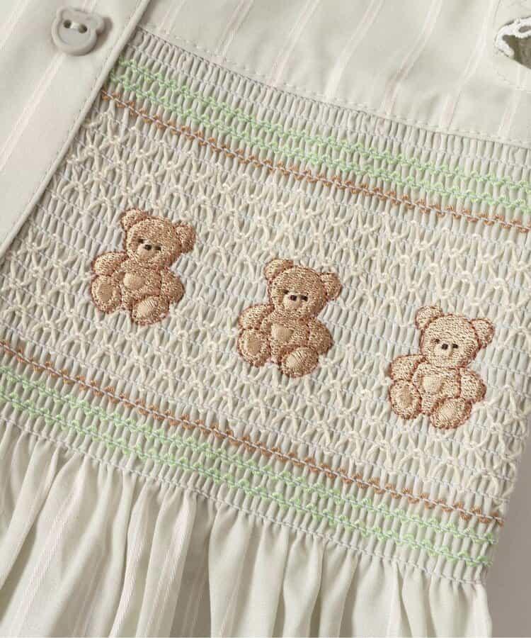 小熊 荷葉邊刺繡連衣裙