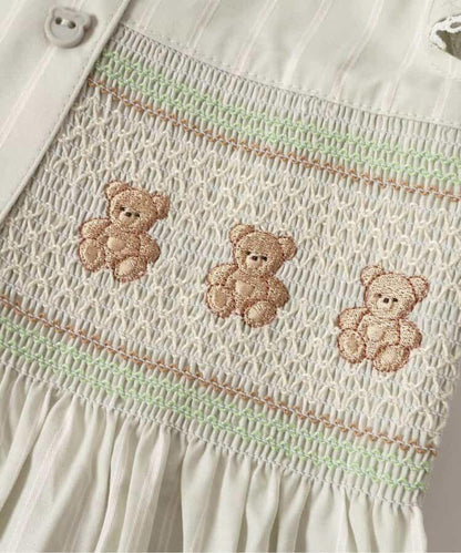 小熊 荷葉邊刺繡連衣裙