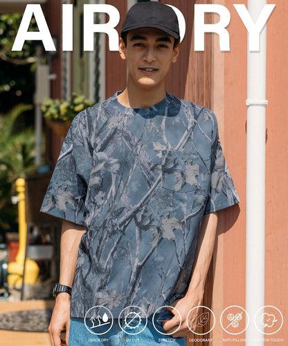 《AIR》DRY 高功能材料 7.7盎司 大尺寸 圓領口袋T恤 樹木迷彩/吸溼速幹/遮熱性UV