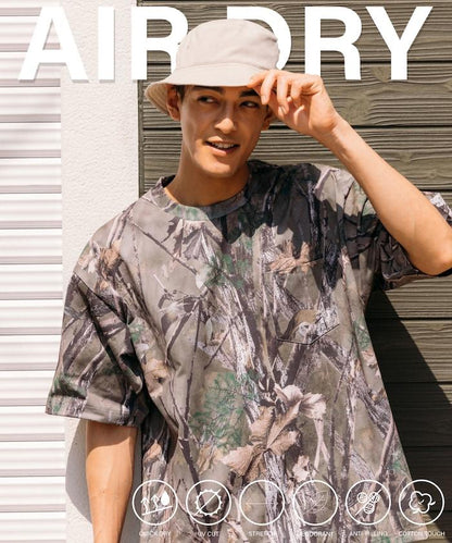 《AIR》DRY 高功能材料 7.7盎司 大尺寸 圓領口袋T恤 樹木迷彩/吸溼速幹/遮熱性UV