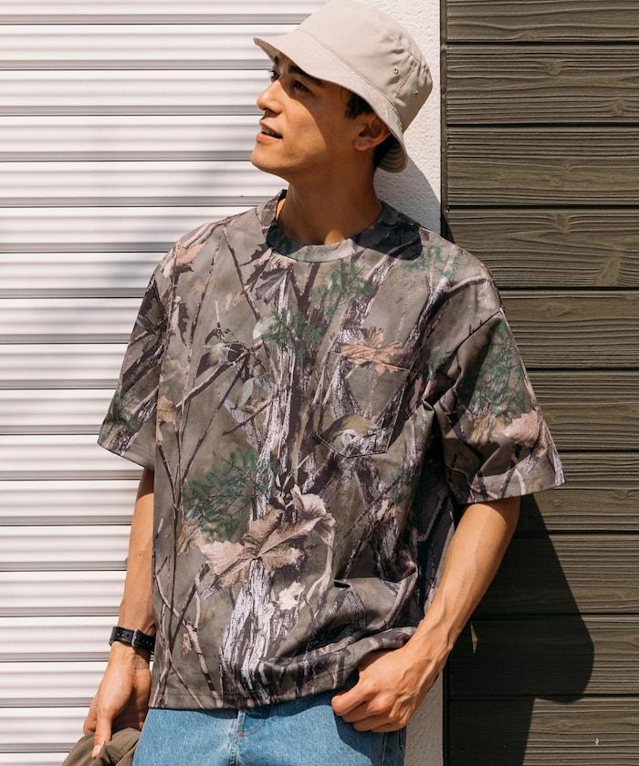 《AIR》DRY 高功能材料 7.7盎司 大尺寸 圓領口袋T恤 樹木迷彩/吸溼速幹/遮熱性UV