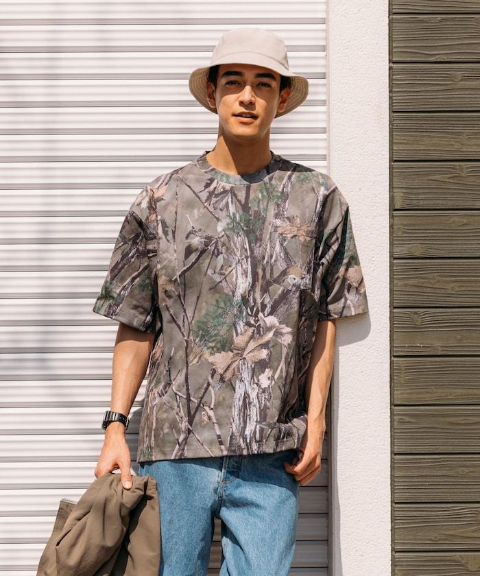 《AIR》DRY 高功能材料 7.7盎司 大尺寸 圓領口袋T恤 樹木迷彩/吸溼速幹/遮熱性UV