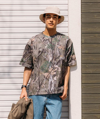 《AIR》DRY 高功能材料 7.7盎司 大尺寸 圓領口袋T恤 樹木迷彩/吸溼速幹/遮熱性UV