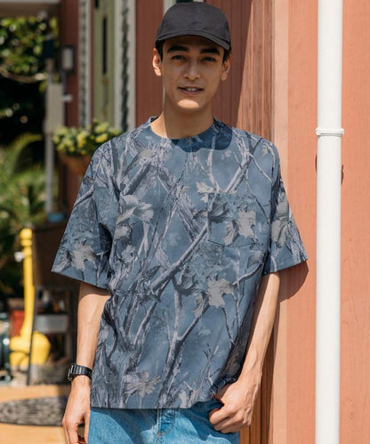 《AIR》DRY 高功能材料 7.7盎司 大尺寸 圓領口袋T恤 樹木迷彩/吸溼速幹/遮熱性UV