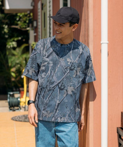 《AIR》DRY 高功能材料 7.7盎司 大尺寸 圓領口袋T恤 樹木迷彩/吸溼速幹/遮熱性UV