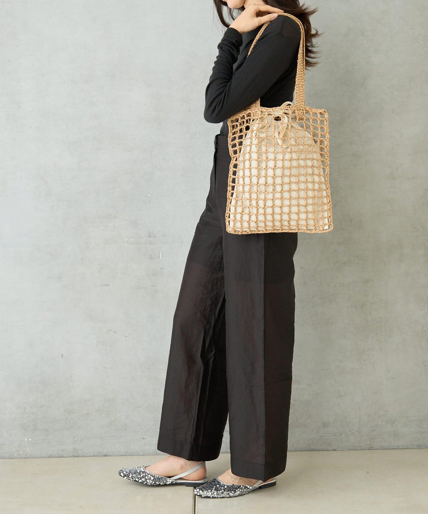 紙質手編網眼扁平包