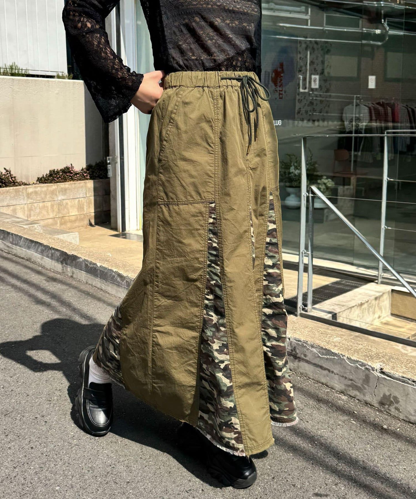 迷彩圖案拼接軍裝裙